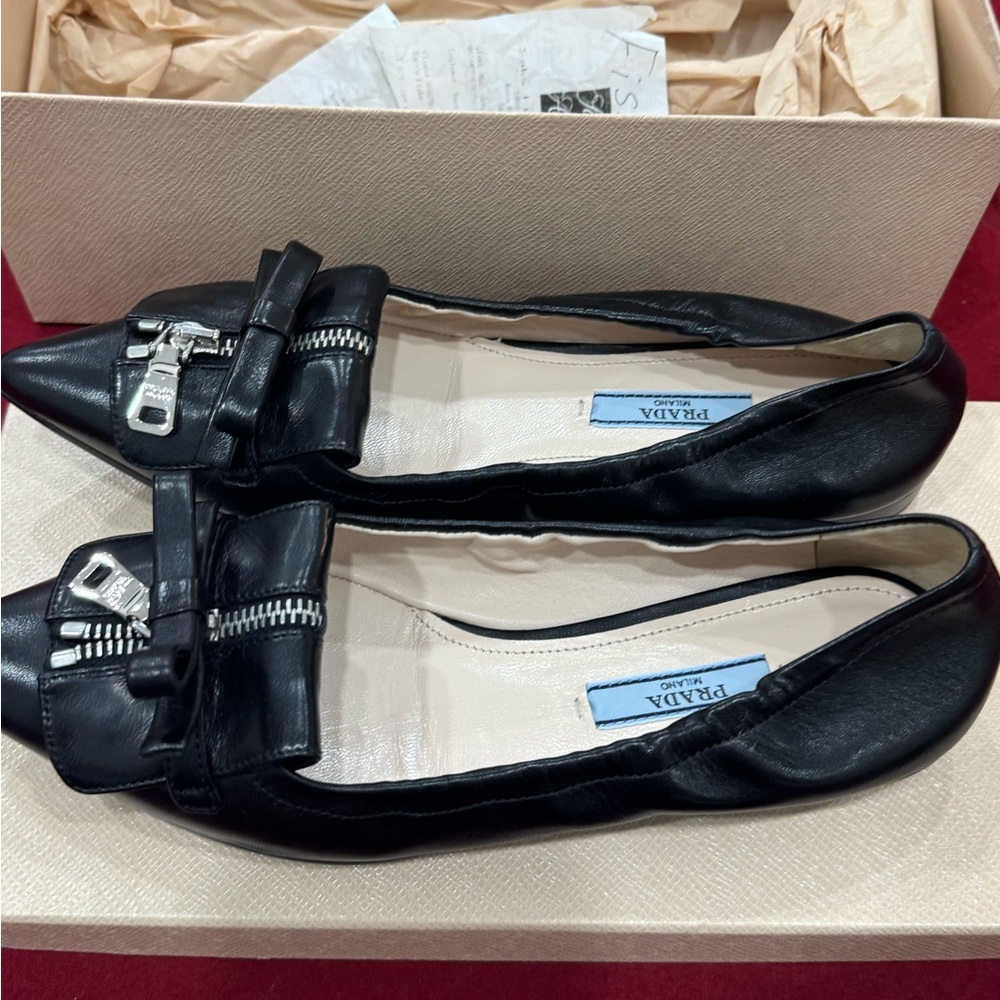 Brand New Black Prada
Leather Ballet Flats - Size 36.5